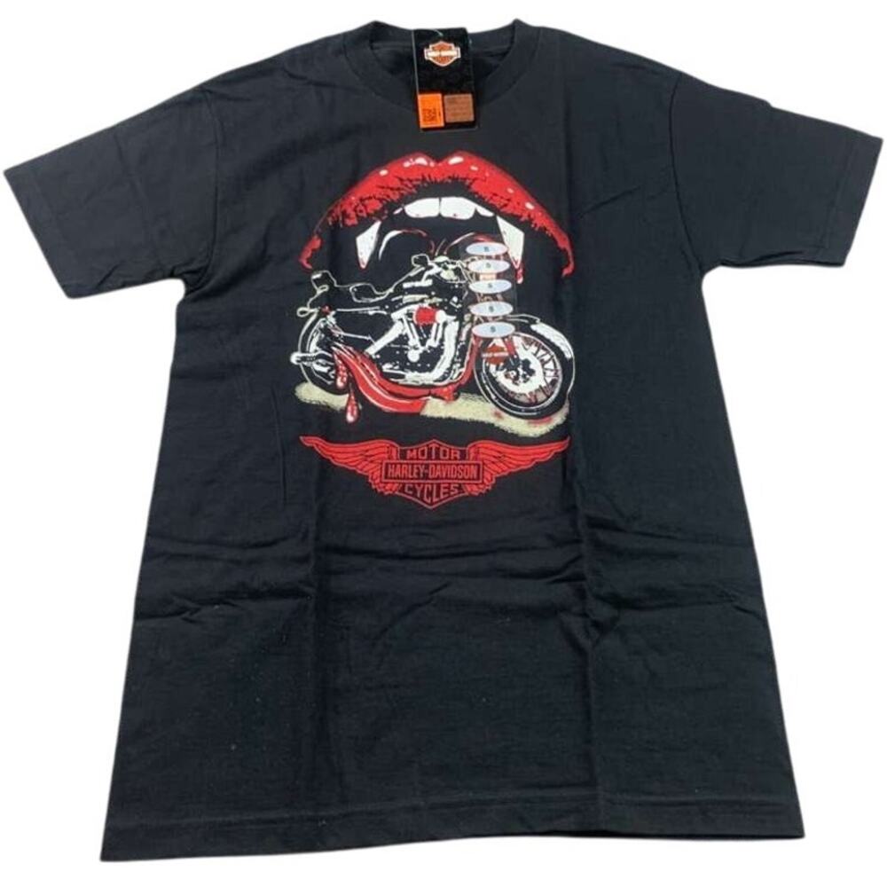 Harley Davidson T Shirt Men S Black Hot Lips Motorcycle Graphic NYC‎ Dealership